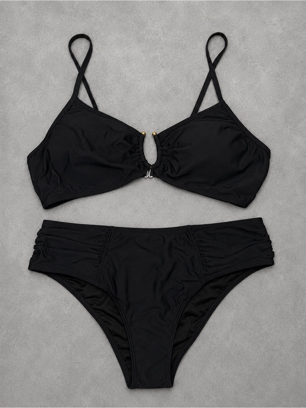 Fanuerg Womens Ruched Bikini Set - Size Large Swimsuit